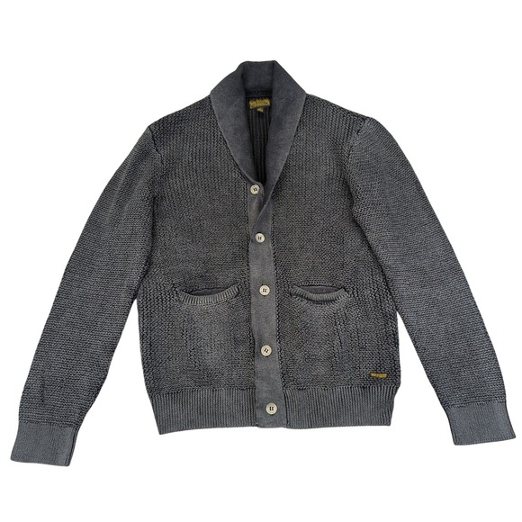True Religion Men's Shawl Collar Knit Cardigan Sweater Size Large Gray Cotton - Picture 1 of 10